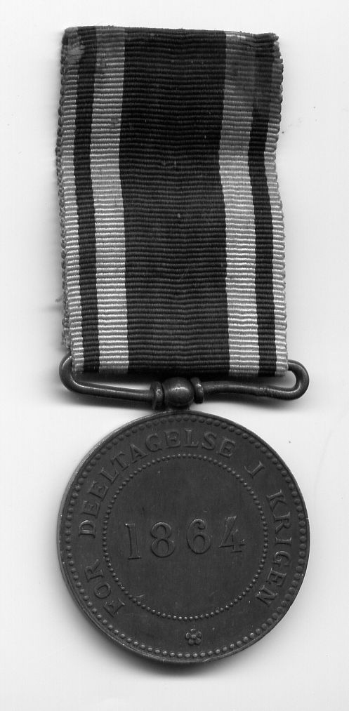 Erindringsmedalje for deltagelse i krigen i 1864 - bagside